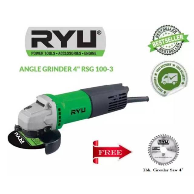 RYU Gerinda tangan 4&quot; RSG100-3 / Angle grinder 4&quot; RSG100-3 Free Mata Circle 4 Inch