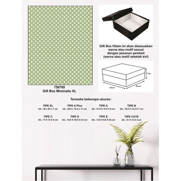 

Kotak kado/Kotak Hadiah/Box Minimalis XL-Polka Spectra DULL GREEN-A