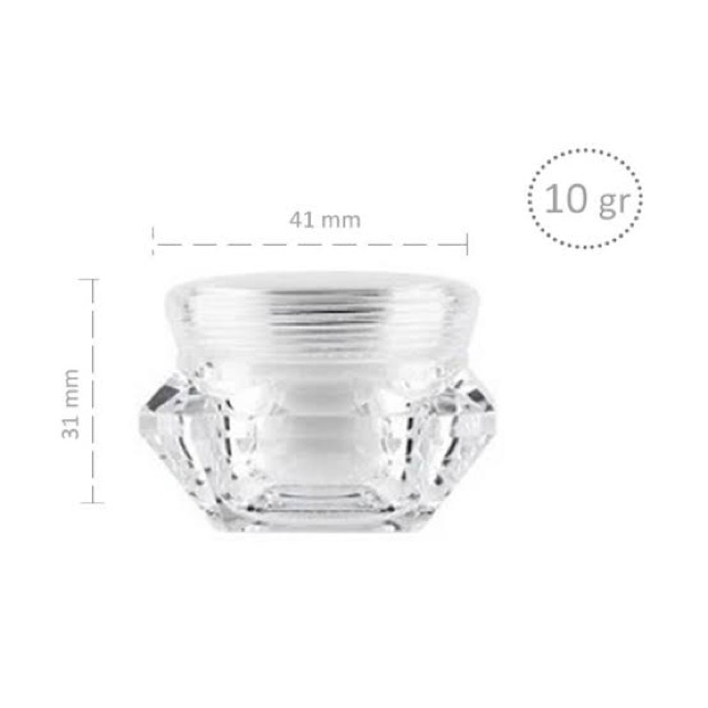 Pot Cream/krem 10gr dengan inner lid bahan acrylic tebal Premium bentuk diamond (D10)