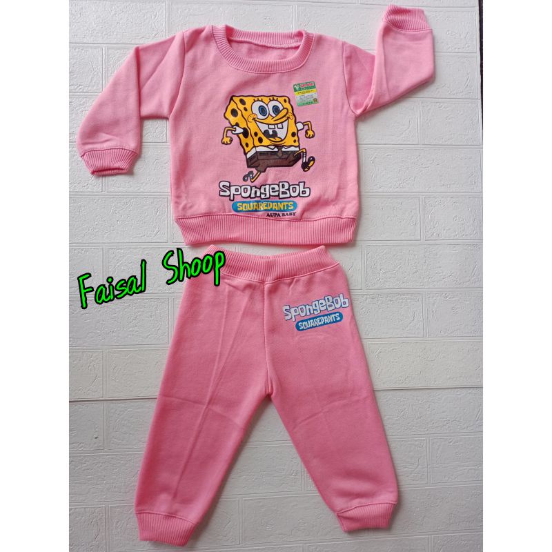 Jaket Bayi Sweater bayi Stelan Bayi Motif SPONGEBOB-Pink