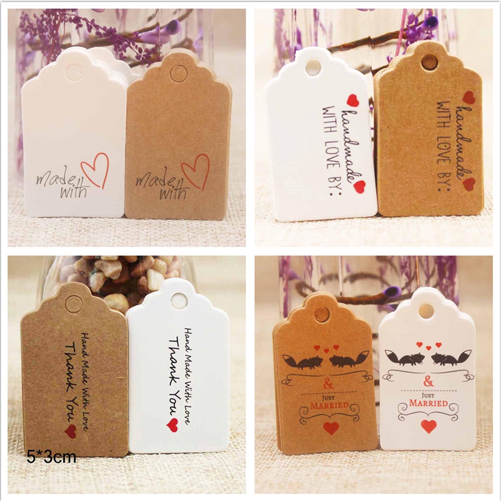 100pcs Tag Kertas Kraft Tulisan Thank You Handmade With 100pcs Tag Kertas Kraft Tulisan Thank You Handmade With