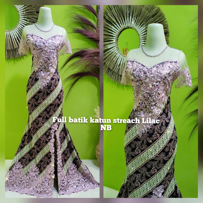 baju singer/baju penyanyi/baju pesta/full batik katun streach lilac