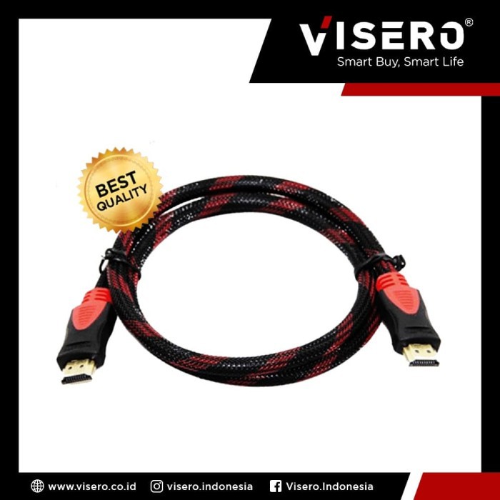 Cable / Kabel HDMI Serat Jaring Merah Hitam 15M Visero