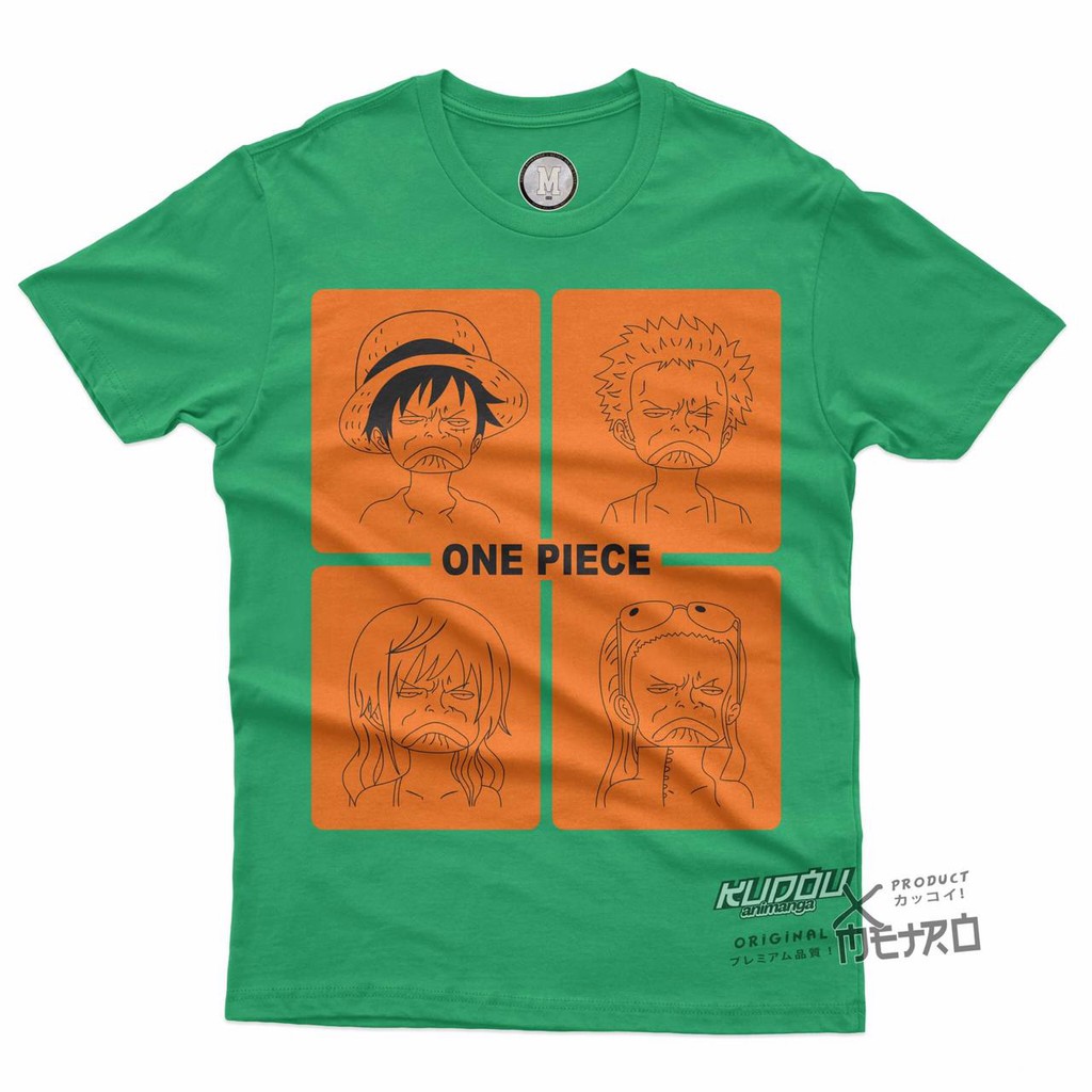 Tshirt SHP Bad Mood Green Strawhat Pirates Onepiece Kaos Ugly Face One Piece Bajak Laut Nakama Mugiwara Crew