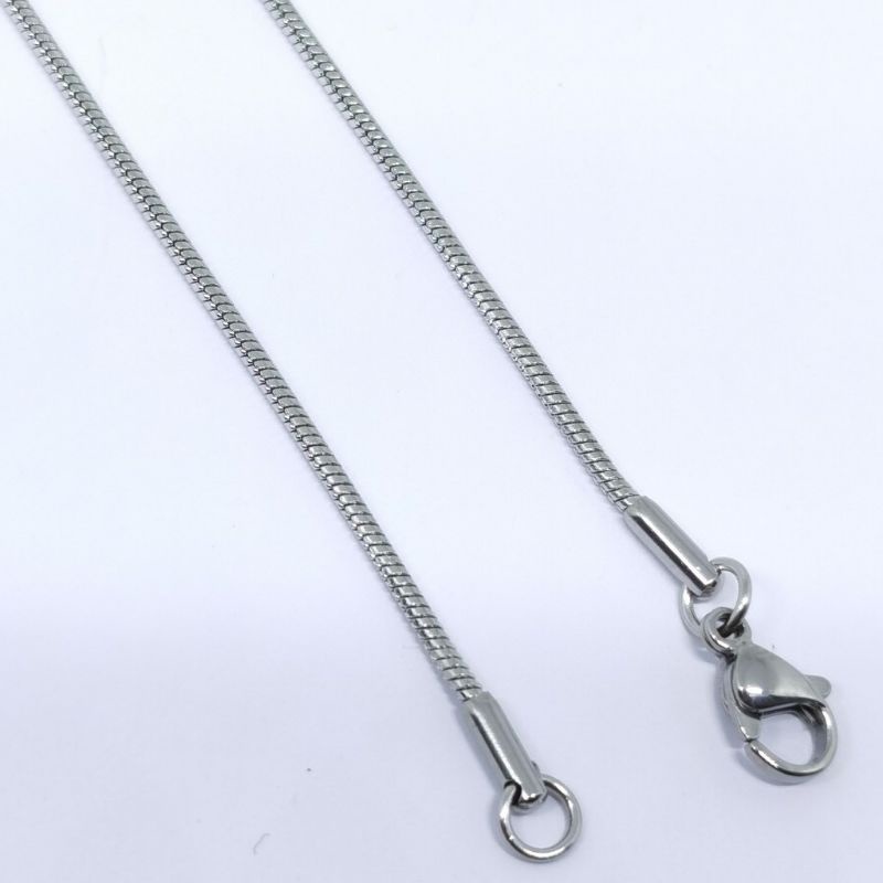 Kalung Titanium Belut Pria silver Anti Karat