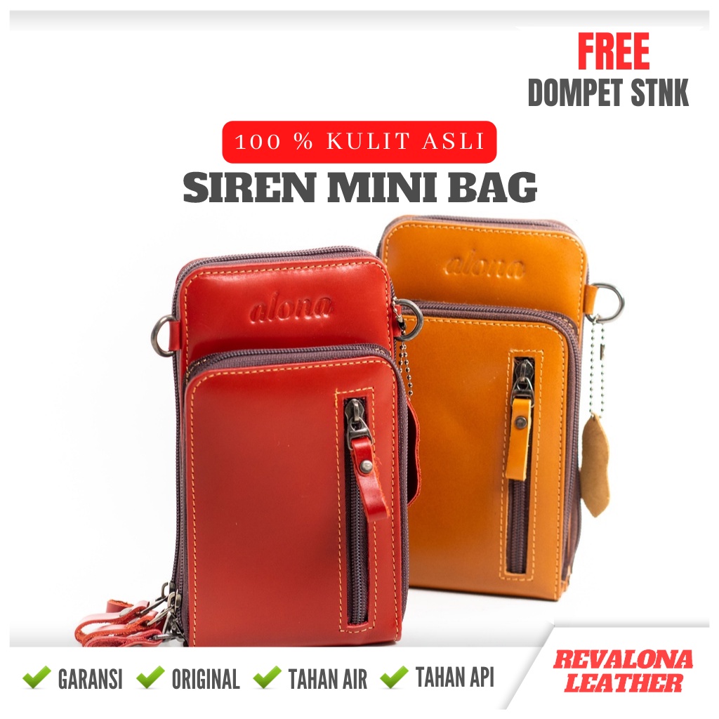 Tas Selempang Wanita Remaja Bahan Kulit Sapi Asli Premium Branded Siren Minibag