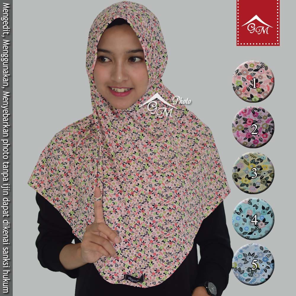 GM HIJAB JILBAB INSTAN BERGO SERUT TALI AMANDA MOTIF BUNGA KECIL 3 HARGA DISKON SALE MURAH MURMER