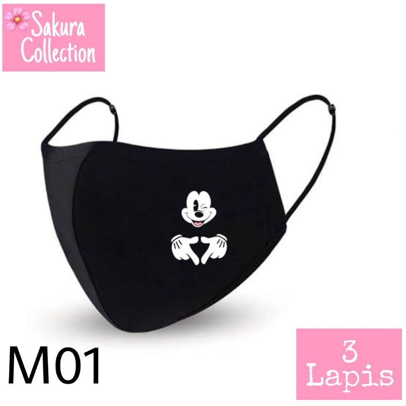 Masker Kain 3 Lapis - Mickey mouse