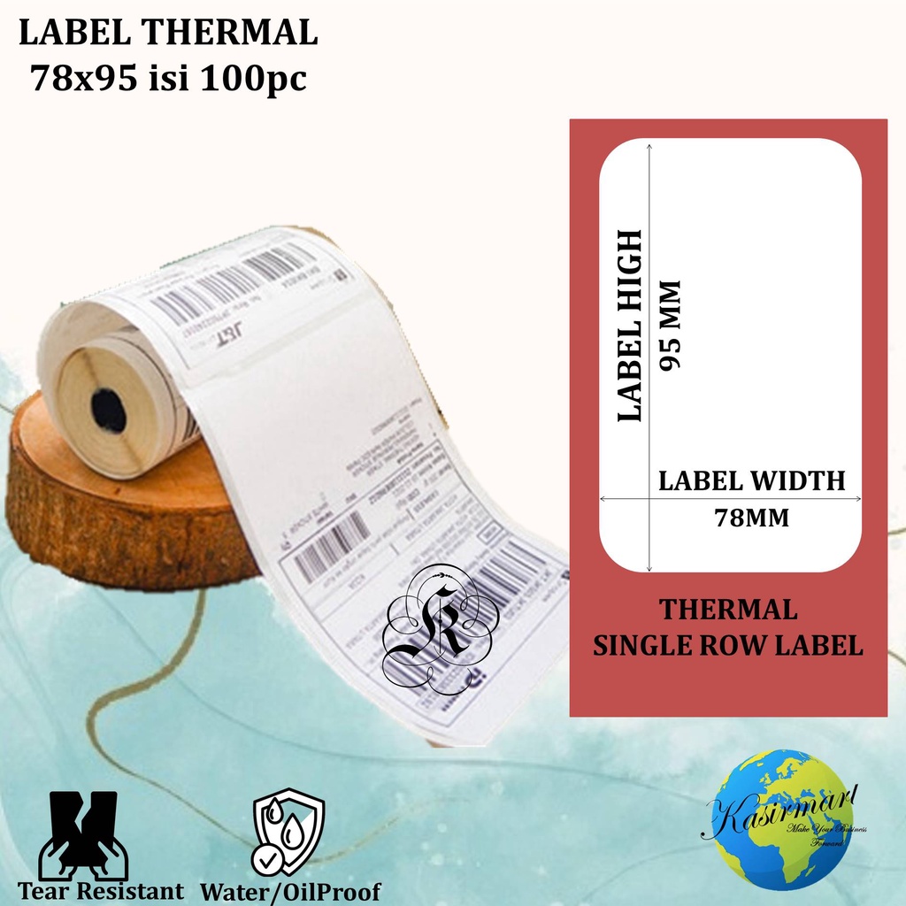 Label Thermal 78x95 / 80x100 / 76x120 / 80x120 Kertas Sticker Thermal 8cm x 10cm dan 8cm x 12 cm Untuk Resi Pengiriman Printer XP-360B