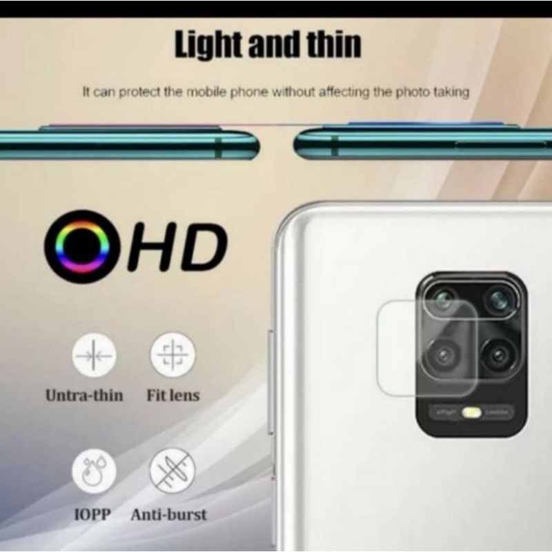 Tempered Glass Full Lem Xiaomi Redmi Note 9 New + Tg Camera Lensa 2 in 1