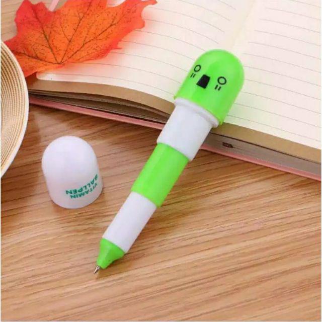 PULPEN KAPSUL / PULPEN EMOTICON VITAMIN / PEN UNIK / BULPEN PENA MOTIF KAPSUL-HIJAU