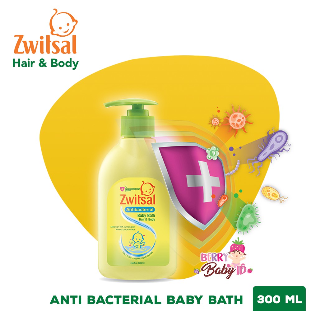 Zwitsal Antibacterial Baby Bath 2-in-1 Hair &amp; Body Sabun &amp; Shampo Bayi Berry Mart