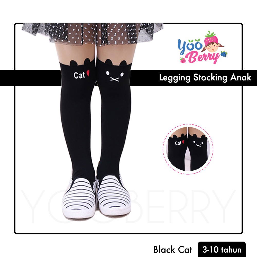 YooBerry Kids Pantyhose Stocking Legging Anak Perempuan Black Cat Berry Mart