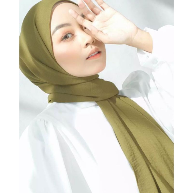 PASHMINA CRINCLE AIRFLOW COTTON SHAWL PREMIUM/HIJAB PASMINA CRINCLE AIRFLOW SHAWL 175X75-Seaweed/Olive