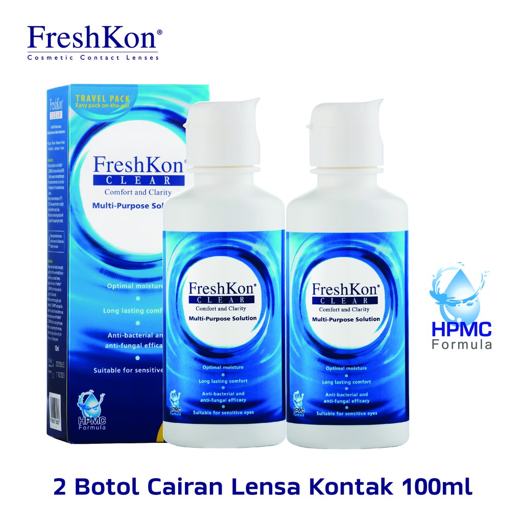 FreshKon Clear Multi Purpose Solution 100ml - 2 Botol (Cairan Lensa Kontak)