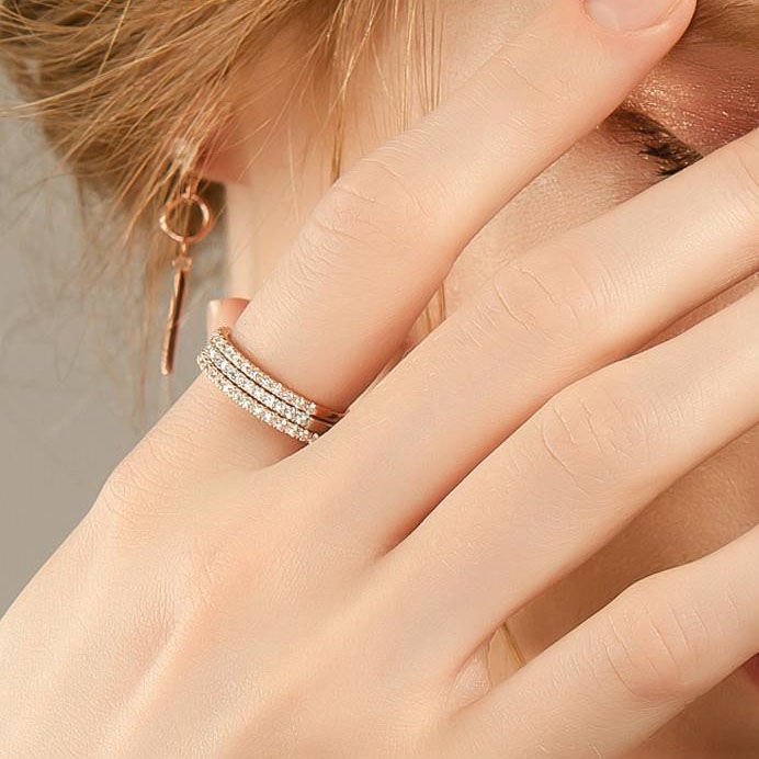 Cincin Jari Bahan Zirkon Gaya Minimalis Untuk Wanita