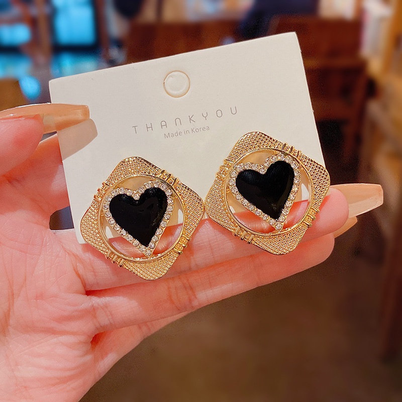 Anting Tusuk Sterling silver 925 Desain Hati Hias Berlian Imitasi Mewah Untuk Wanita