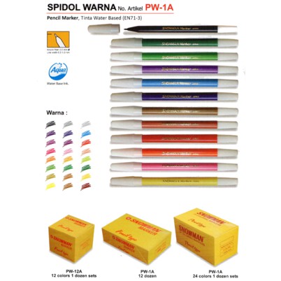 

SPIDOL SNOWMAN 12 WARNA / 1 WARNA LUSINAN HITAM BIRU MERAH KUNING HIJAU