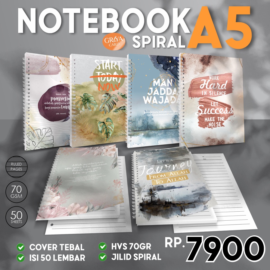 

BUKU TULIS SPIRAL A5 | BUKU CATATAN BERGARIS JOURNAL A5 | NOTEBOOK AESHTETIC | GROSIR BLOKNOTE A5 MURAH