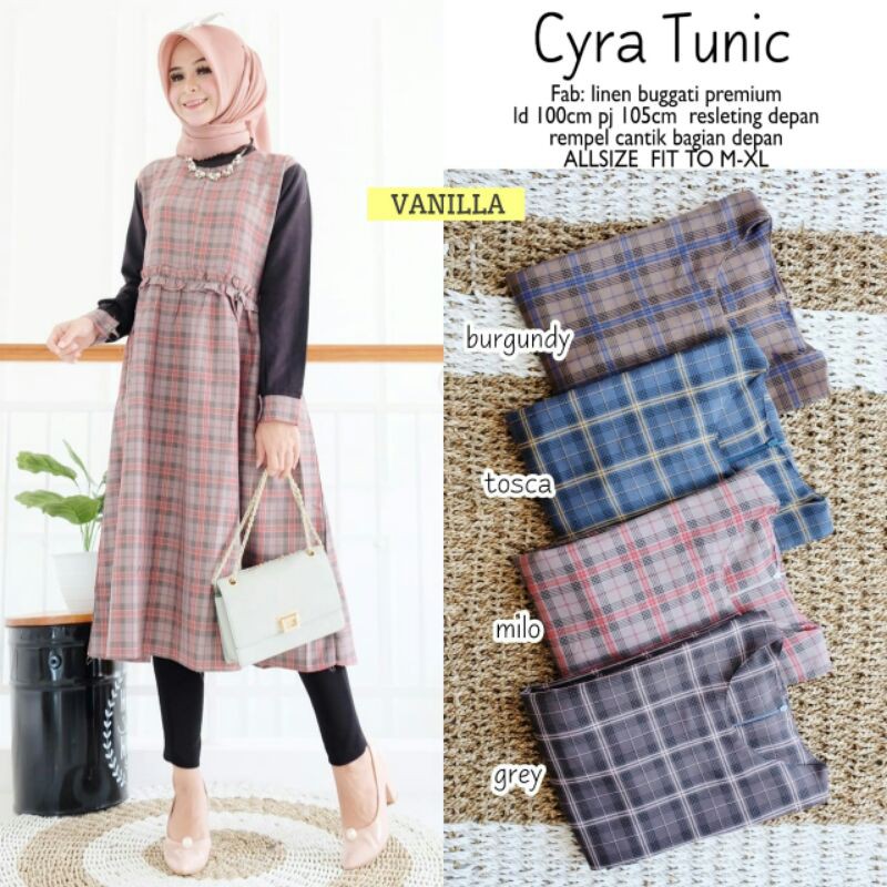 Cyra Tunik by Vanilla // Tunik Bermotif Simple Warna Elegan