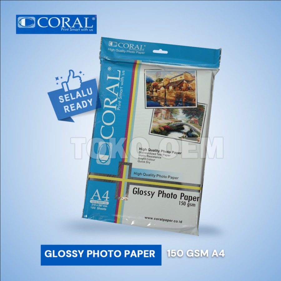 

CORAL GLOSSY PAPER 150 GSM A4 (100 lembar)