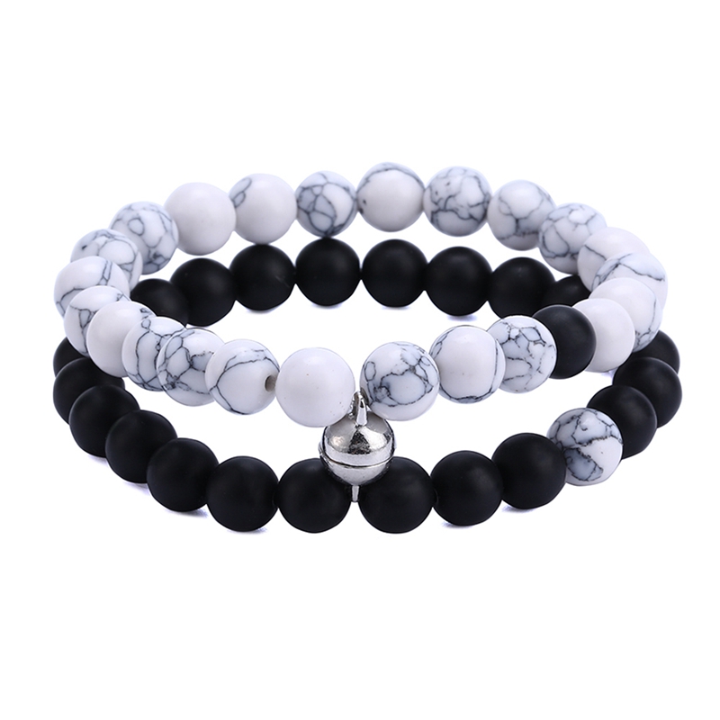 Fashion 2pcs/Set Natural Stone Beads Yoga Bracelet For Lovers Distance Magnet Couple Bracelets Friendship Jewelry|Strand Bracelets