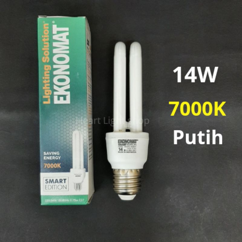 LAMPU EKONOMAT PLC MODEL 14W PUTIH DAYLIGHT/LAMPU LILIN 2U/LAMPU CFL/LAMPU NEON 2U EKONOMAT PLC 2U