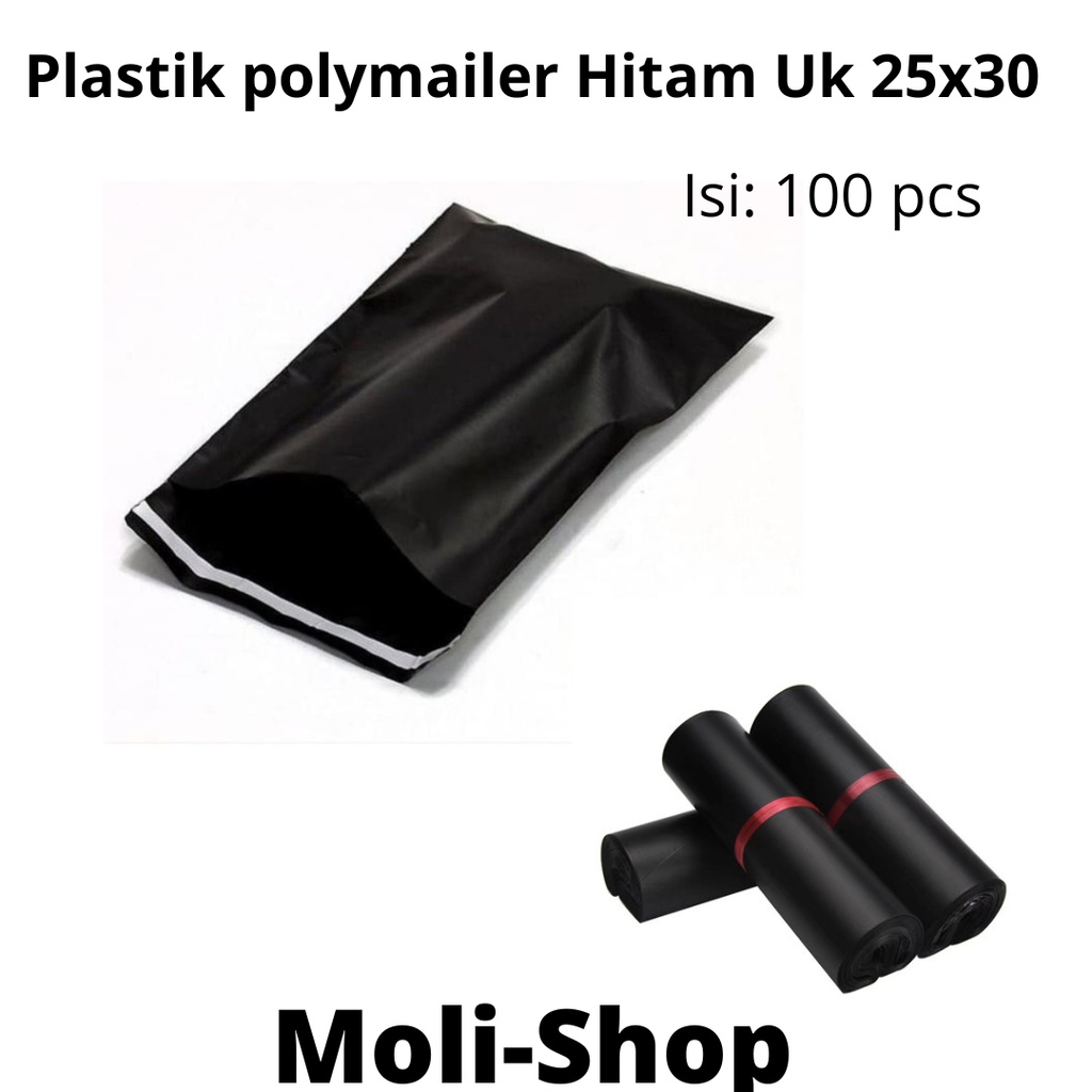 Polymailer uk 25x35 (100pcs) Plastik Packing Lem Hitam, Plastik Lem, Plastik baju