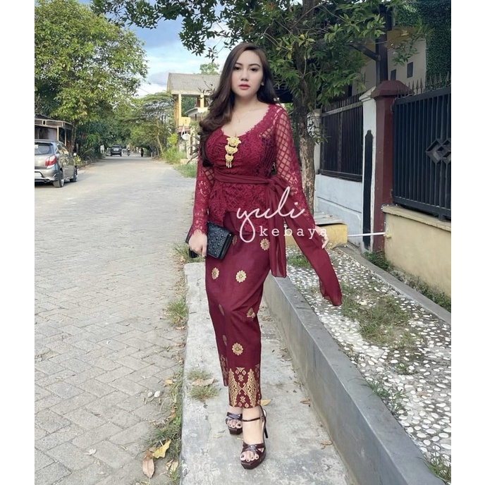 Setelan Kebaya Bali Semi Italy Tepi Depan | yuli kebaya bali