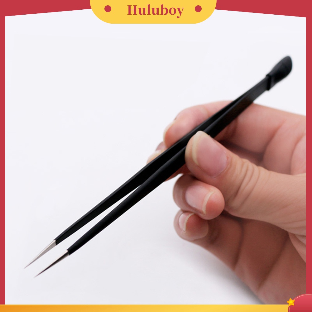 Huluboy Huluboy♡ Pinset Stainless Steel Kepala Ganda Untuk Mengambil Berlian Imitasi Nail Art