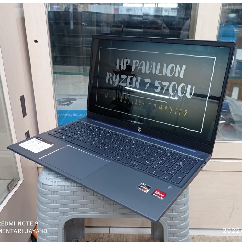 PROMO LAPTOP GAMING HP PAVILION 15 RYZEN 7 5700 RAM 8GB SSD 512GB AMD RADEON 8 FHD IPS WINDOWS 11 BLUE