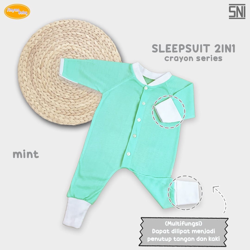 SIMSON BY ARUCHI SLEAPWEAR 2IN1SERIES CRAYON SLEEPSUIT ANAK UNISEX 0 - 9 BULAN