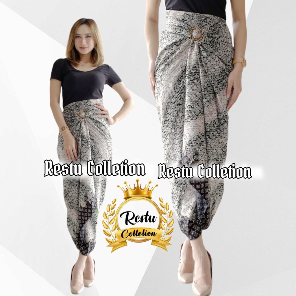 Restu Colletion Rok Lilit Songket Serut Batik Bawahan Kebaya Wisuda Kemeja Bloese Kondangan Nikahan Tunangan Wanita Allsize Bahan Satin HQ Premium