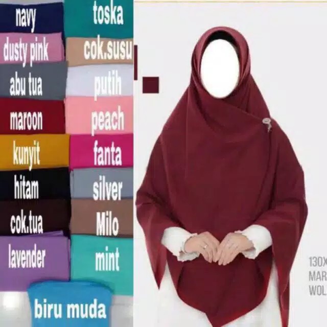 Segiempat Wolfis jumbo 130x130/Kerudung Segiempat Wolfis