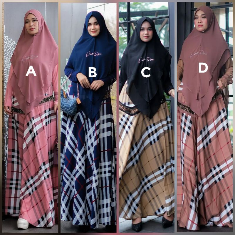 Wulanie Tartan By Viendra Syar'i Original Terbaru Set Hijab Ceruti Premium Kekinian Dress Lebaran 20