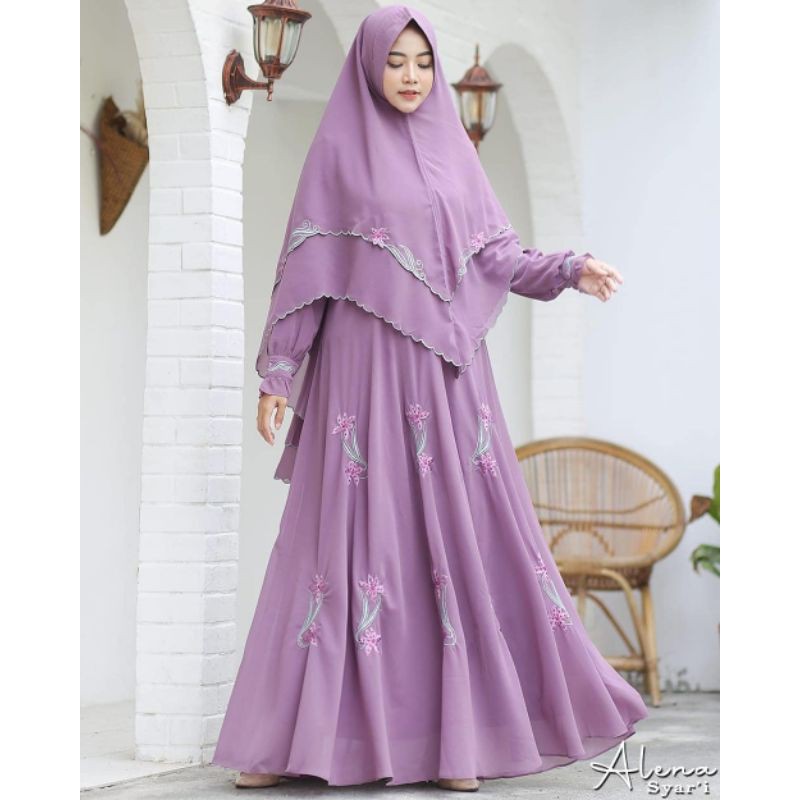 GAMIS SYARI JUMBO ALEENA SYARI CERUTY BABYDOL GAMIS BORDIR