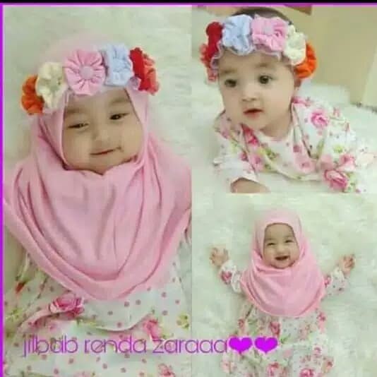 Order Langsung Kerudung anak Mahkota bunga kerudung bayi murah - Merah Diskon