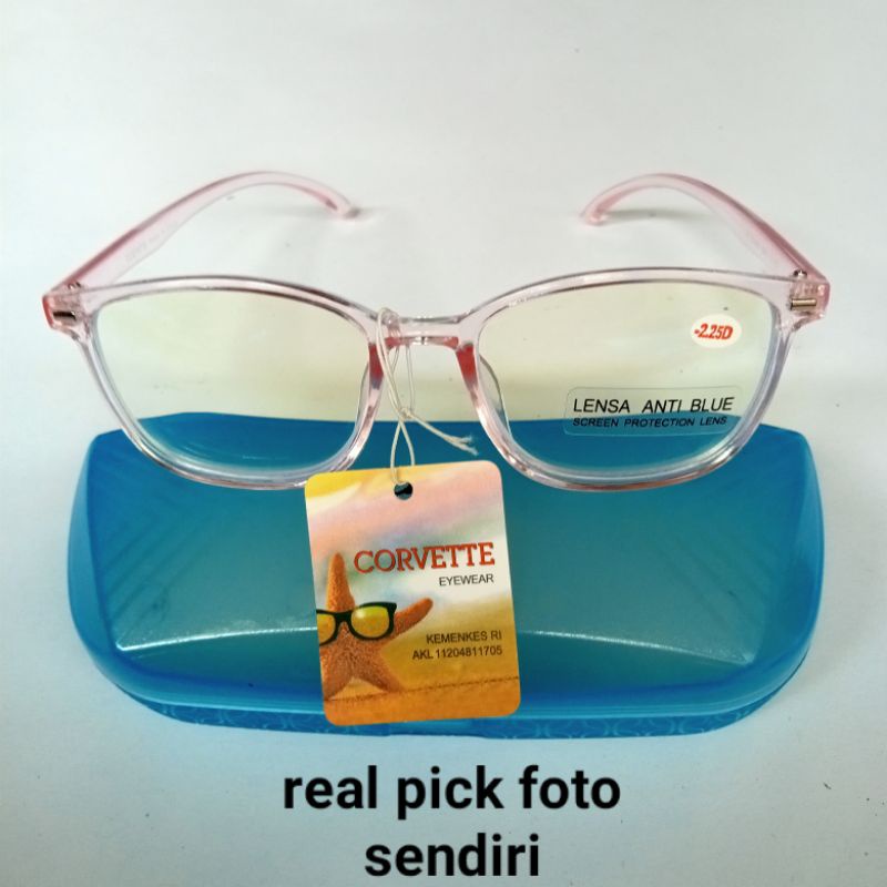 kacamata minus -050 s/d minus 8.00 wanita lensa anti blue radiasi