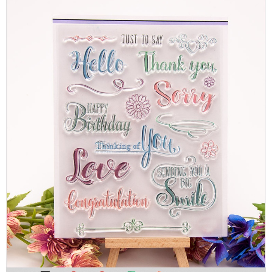 

LovelyCraftStore | S 18 Silicone Stamp Transparan Transparent Silicone rubber Clear Stamp "Wishes 2" congratulations, thank you, Stempel Silikon Transparan untuk journal, cards, art craft, scrapbook ~ STAMP#18