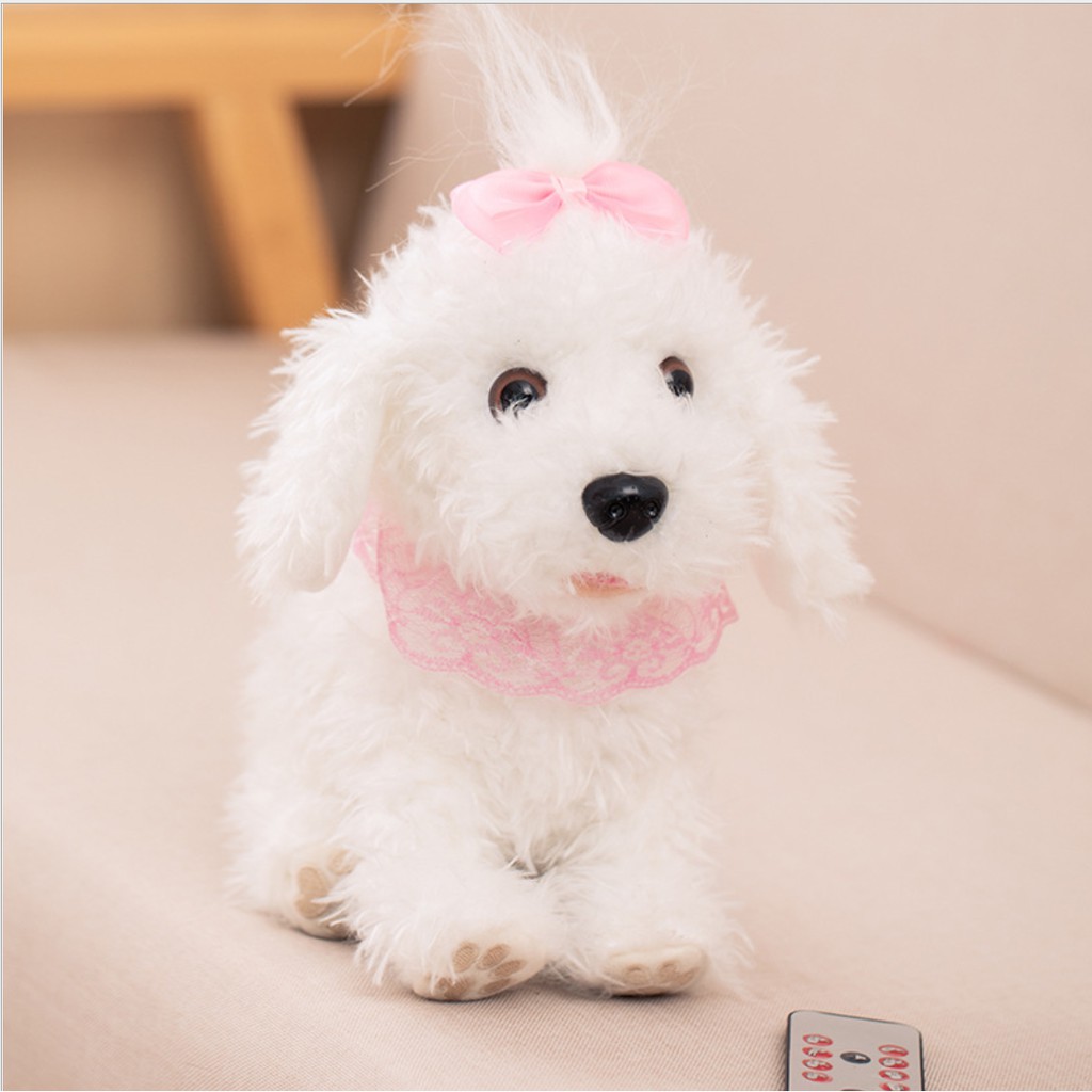 Robot Anjing Elektrik dengan Kontrol Suara/Anjing peliharaan mainan elektronik/Mainan mewah anak/-DOG PUTRI PUTIH
