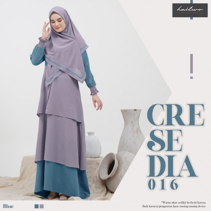 Gamis Haitwo Cresedia 016 By HAITWO set Hijab Segi4 Terbaru