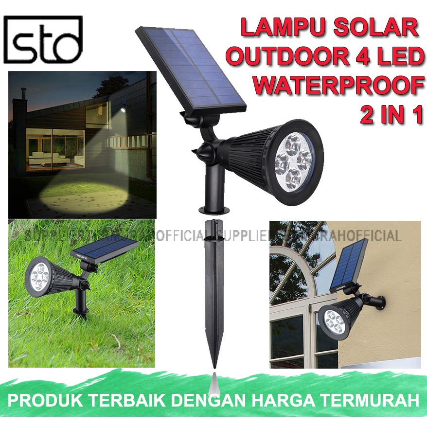 Lampu Sorot Taman Tenaga Surya Lampu Solar Panel 4 Led Spotlight Shopee Indonesia