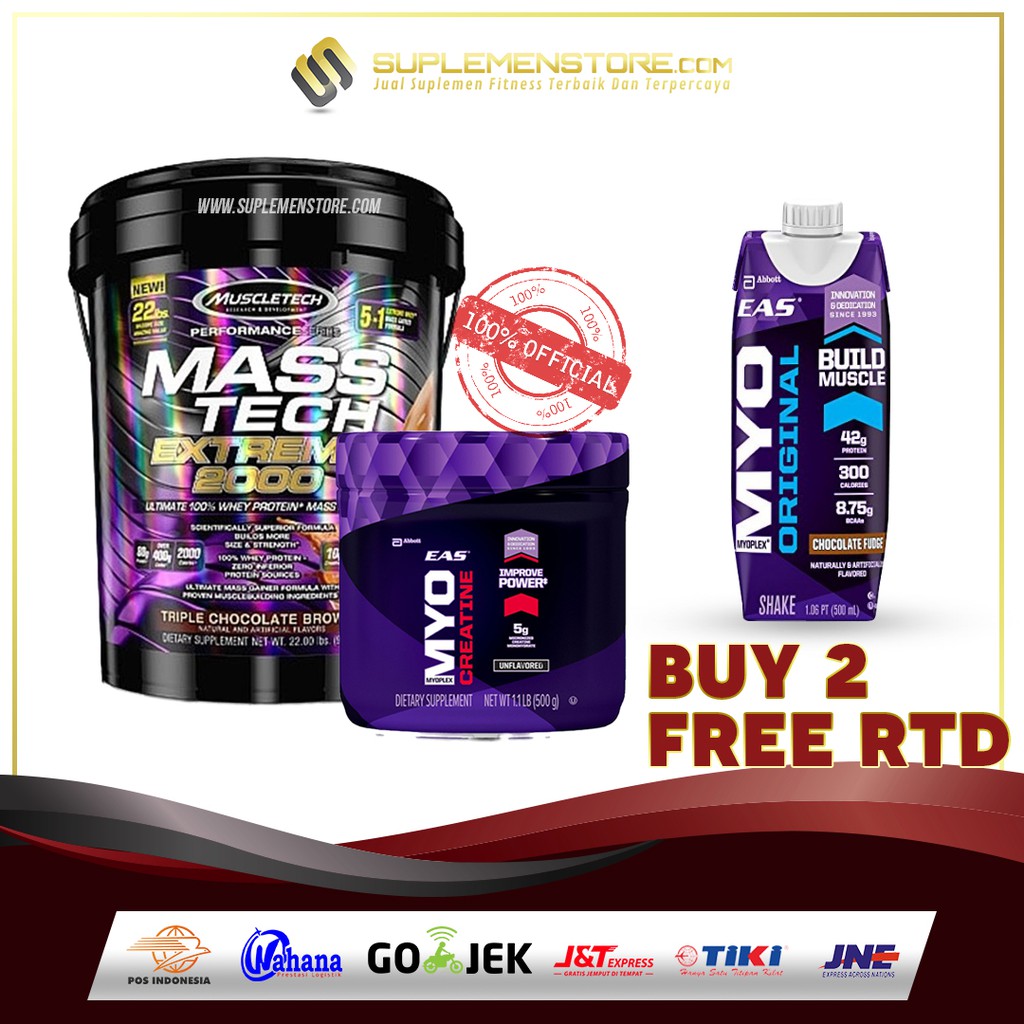 MuscleTech MASS TECH EXTREME 2000 22 Lbs + EAS Creatine 500gram FREE EAS Ready To Drink 500ml