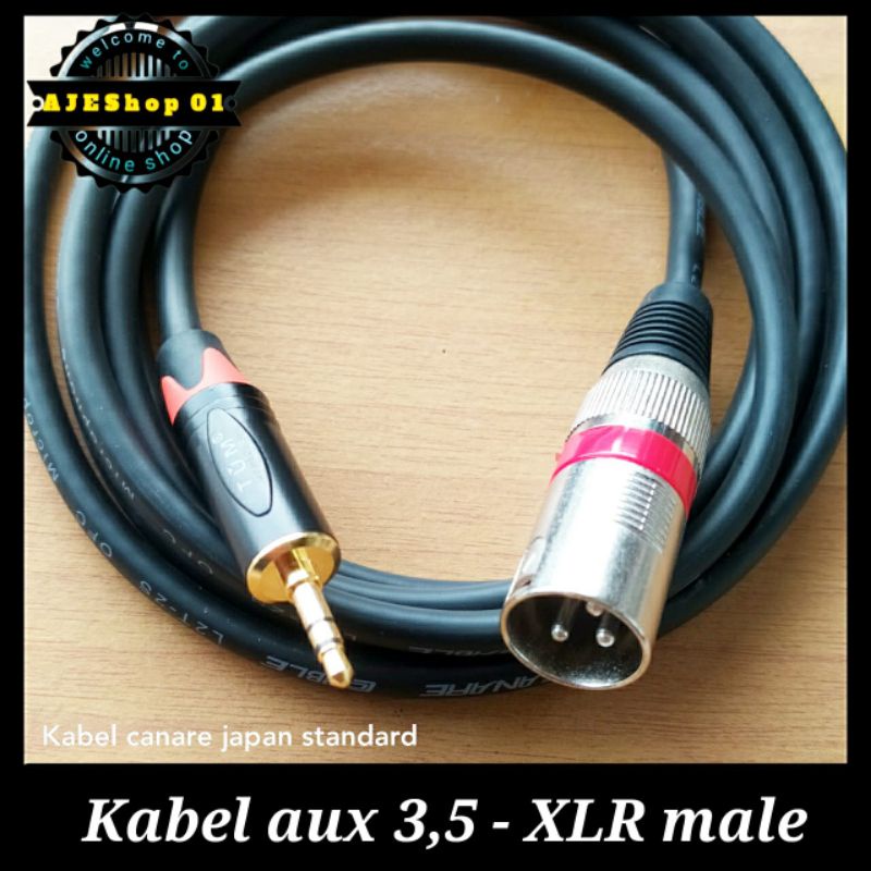 Kabel jack XLR male to aux 3,5 mm kabel canare 1 sampai 5 meter