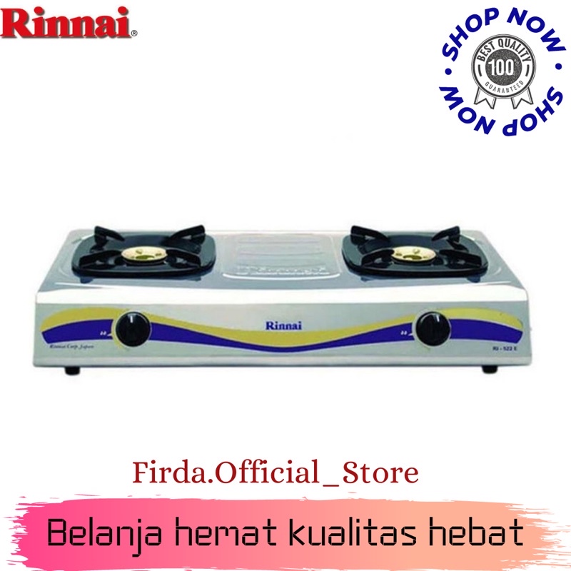 KOMPOR GAS RINNAI RI 522E / RI522E / RI 522 E [2 TUNGKU] (GARANSI RESMI)