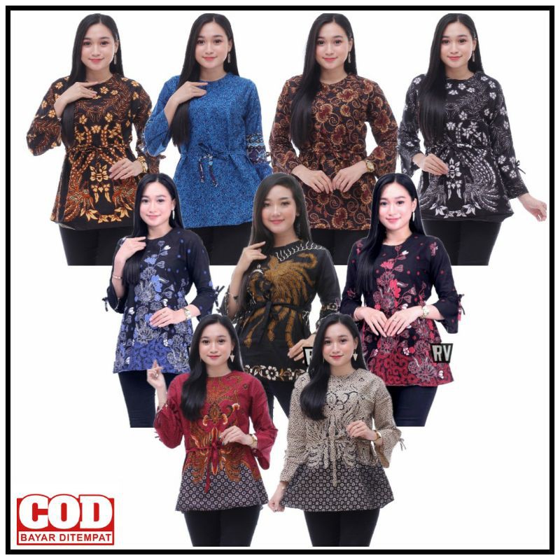 COD - Batik Blouse Batik Blus kerja ukuran M L XL XXL Atasan Batik Atasan Wanita Grosir Murah