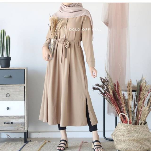 Rx Fashion Velove Long Tunik Bahan Wolfis Ukuran Fit L 1R '- TUNIC dilan