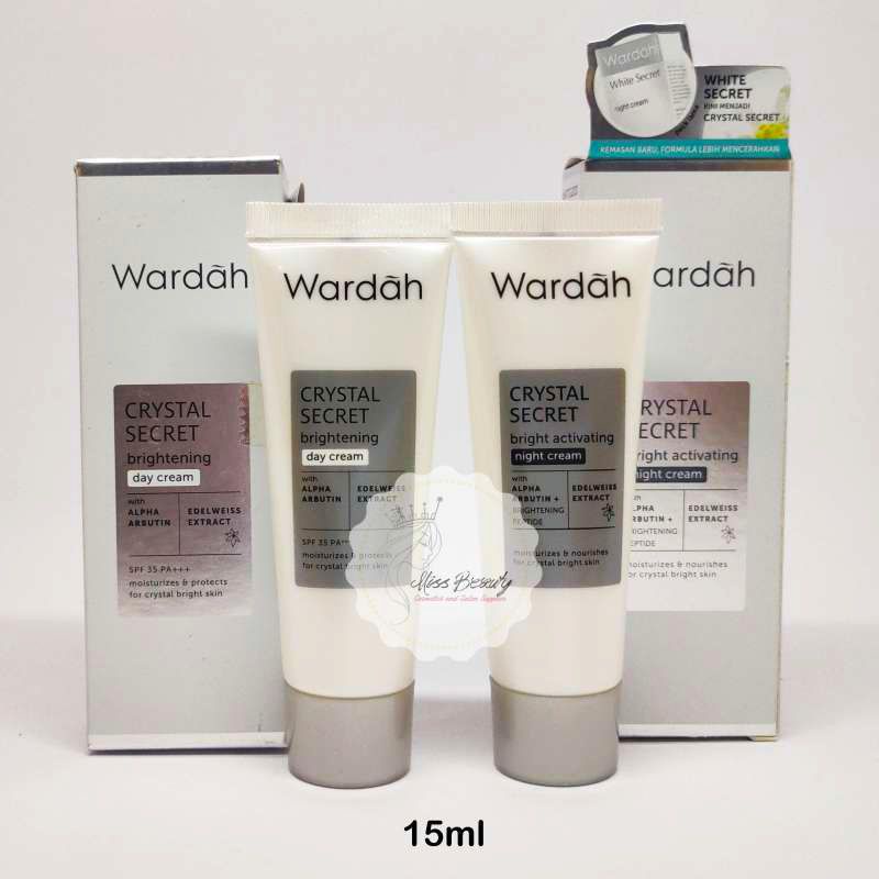 paket COD Wardah White Secret / Crystal Secret Day Cream / Night Cream - 15ml