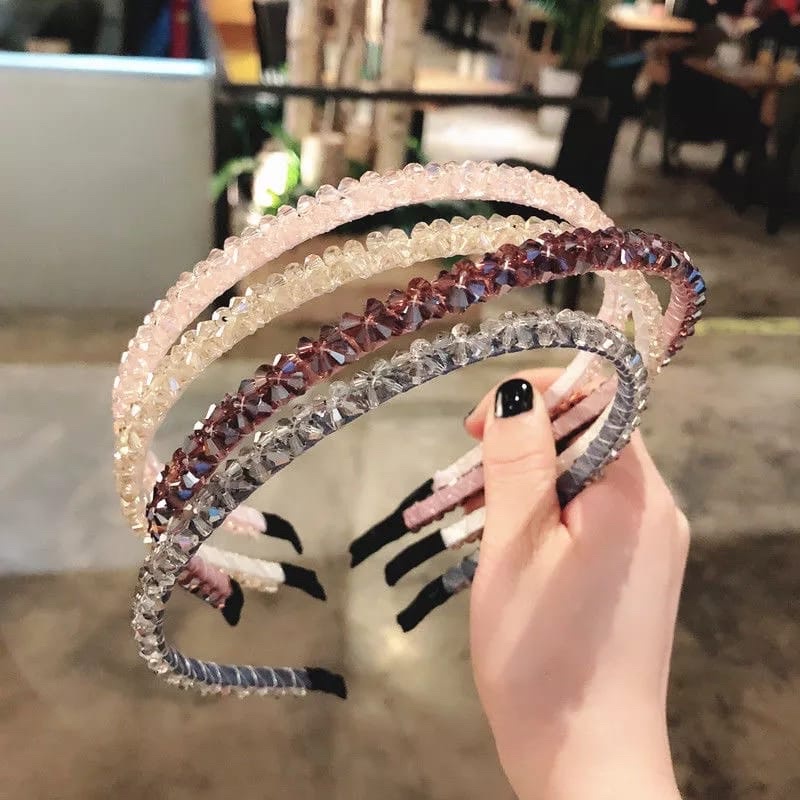 COD !!! KOREAN PEARL HEADBAND - Bando Crystal Korea Mutiara Mote dengan Krystal Blink Blink Girly Retro - Premium Korean Style Bando Aksesoris Rambut Premium