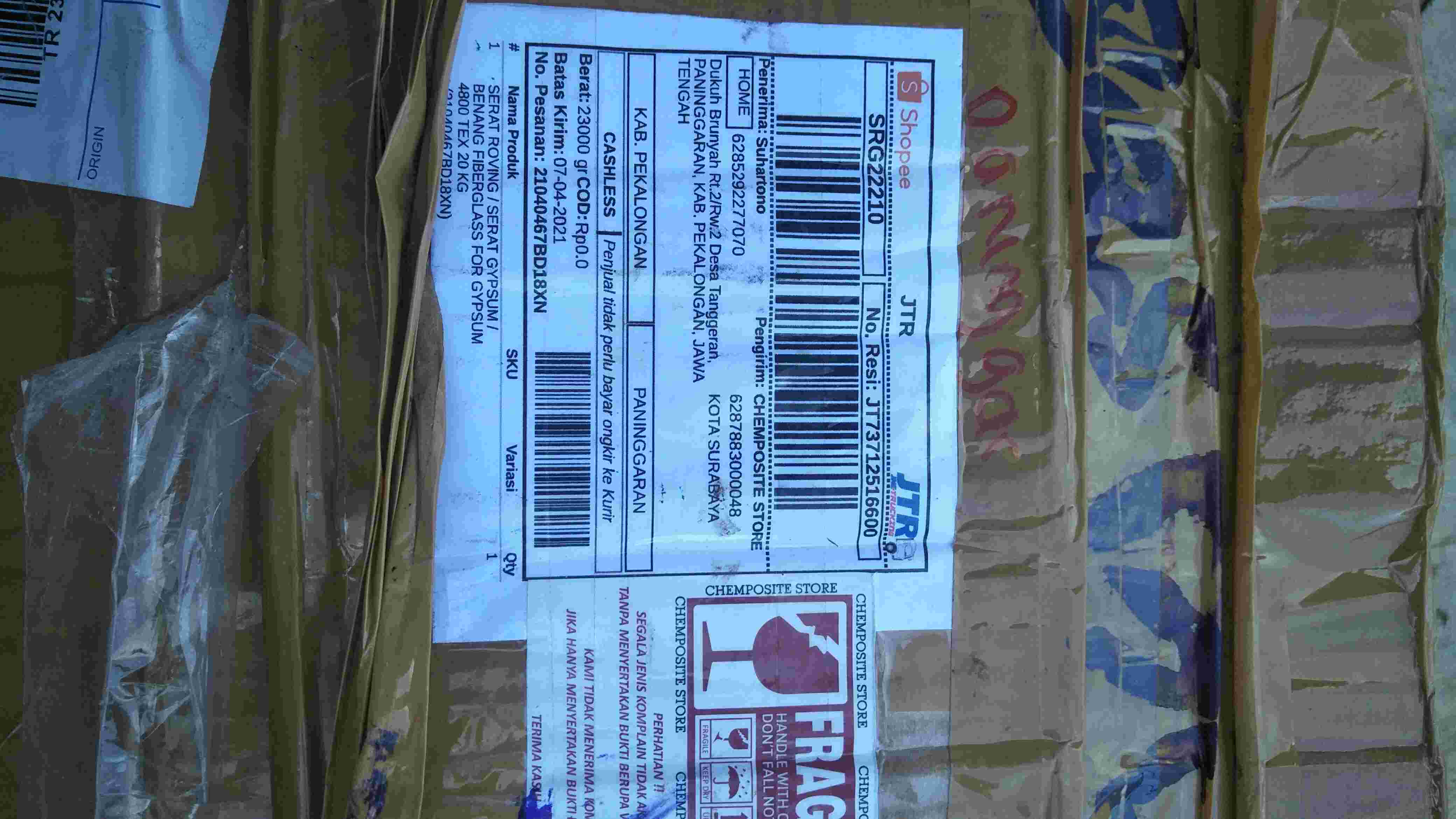 Serat Roving / Serat Gypsum / Benang Fiberglass For Gypsum 4800 Tex 20 Kg